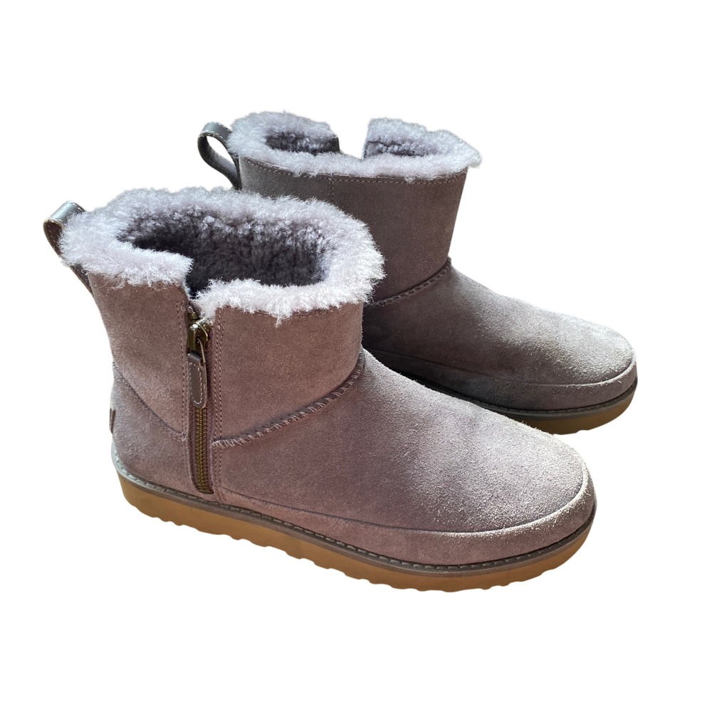 UGG Classic‎ Zip Mini Grey Suede Ankle Boots 1113590 Womens 7